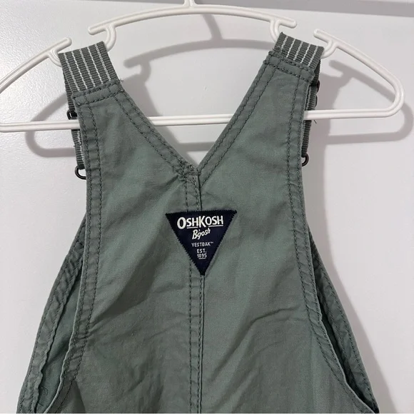 Oshkosh B’Gosh Toddler Green Cargo Short Overalls Size 24 Months NWT - Picture 6 of 8